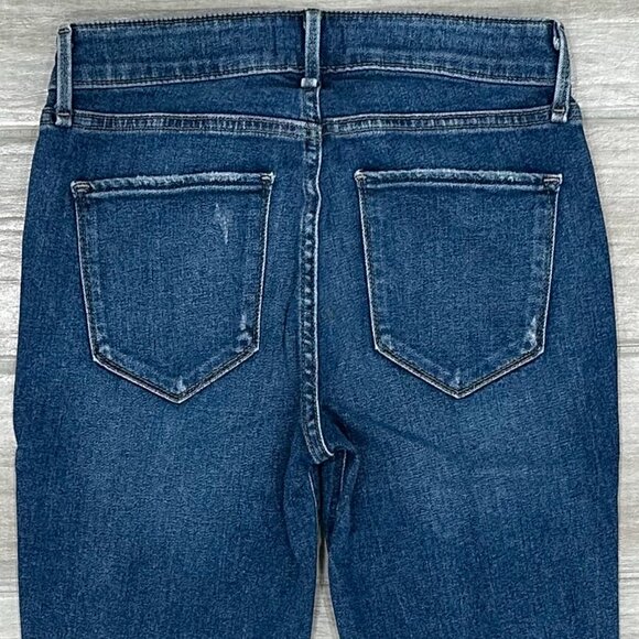 Abercrombie & Fitch Harper Low Rise Ankle Tuxedo Stripe Fray Hem Jeans Size 26S - Picture 10 of 16